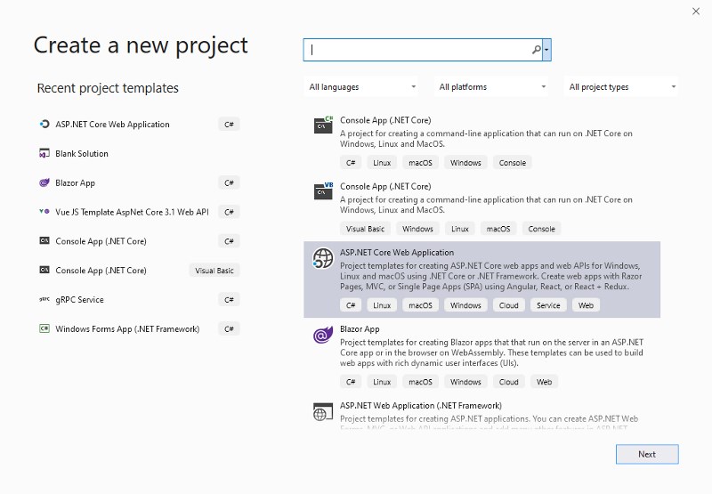 dotnet-razor-pages-new-project