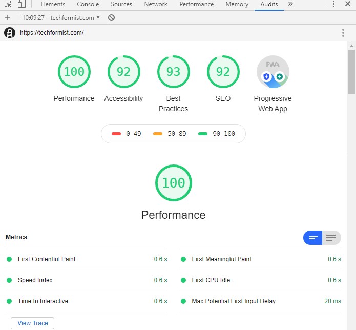 lighthouse-score-home-page
